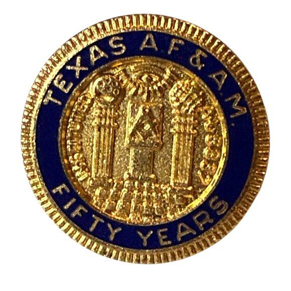 VTG Masonic Pin Grand Lodge Texas A.F. & A.M. Masons 50 yrs 10k Plate - Picture 4 of 6